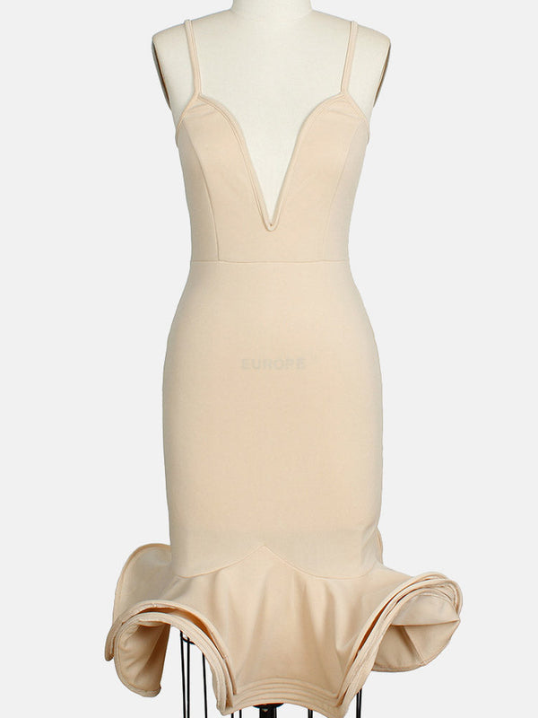 Spaghetti Strap Flare Bandage Dresses