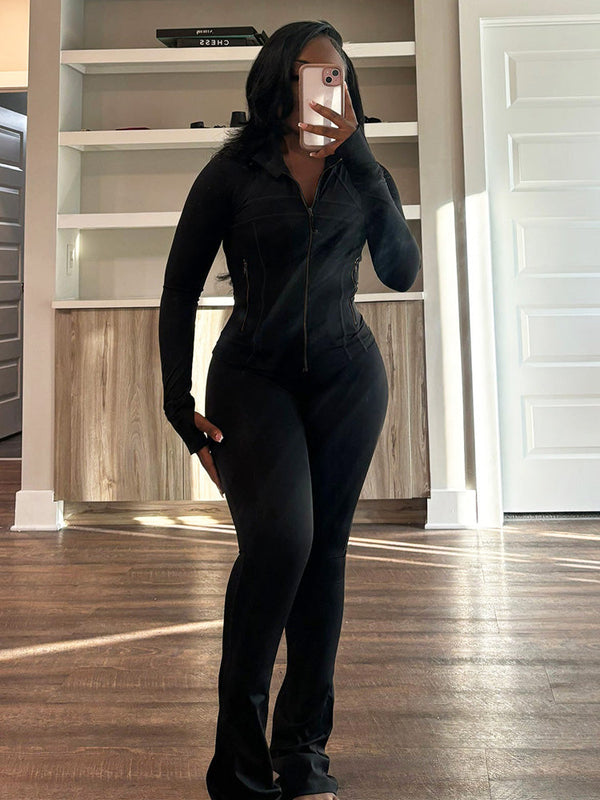 Shape Jacket  Flare Pants Activewear Set