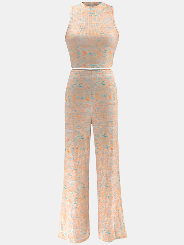 Ribbed Crop Top Pants Set