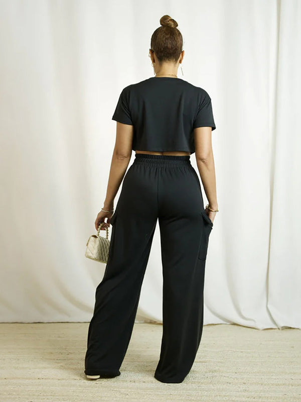 Crop Top  Pocket Pants Set