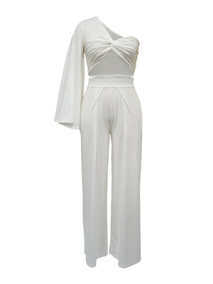 One Shoulder Top  Wide Pants Set