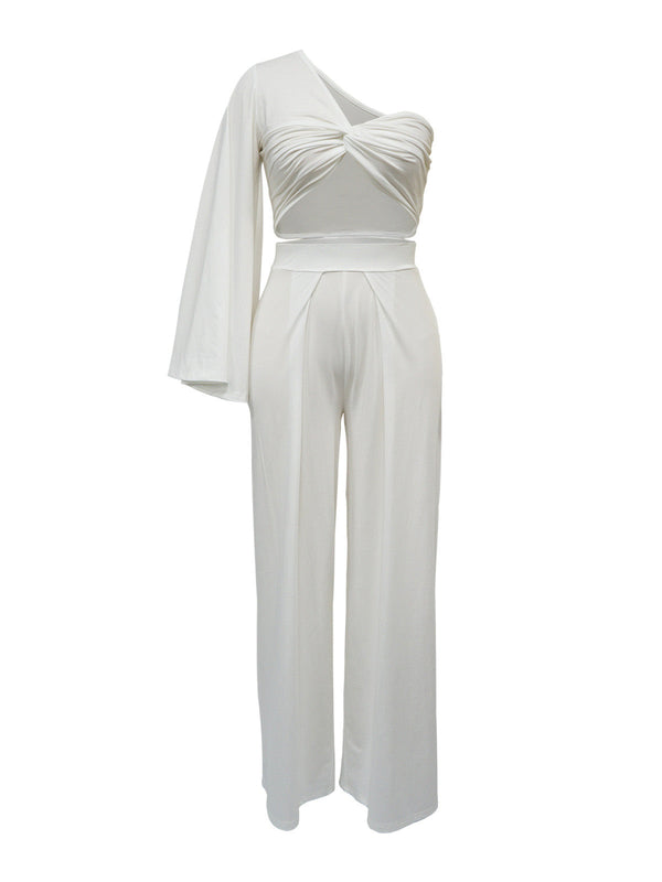 One Shoulder Top  Wide Pants Set