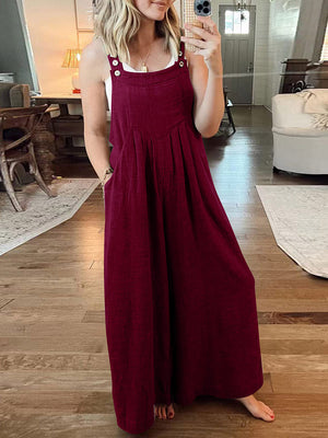 Cotton Linen Loose Overalls