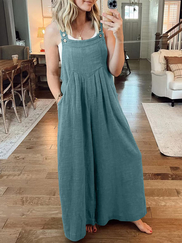 Cotton Linen Loose Overalls