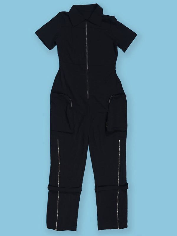 Zipper Cargo Pocket Utility Jumpsuits