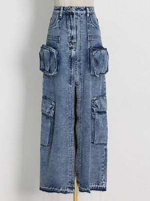 Denim Cargo Skirts