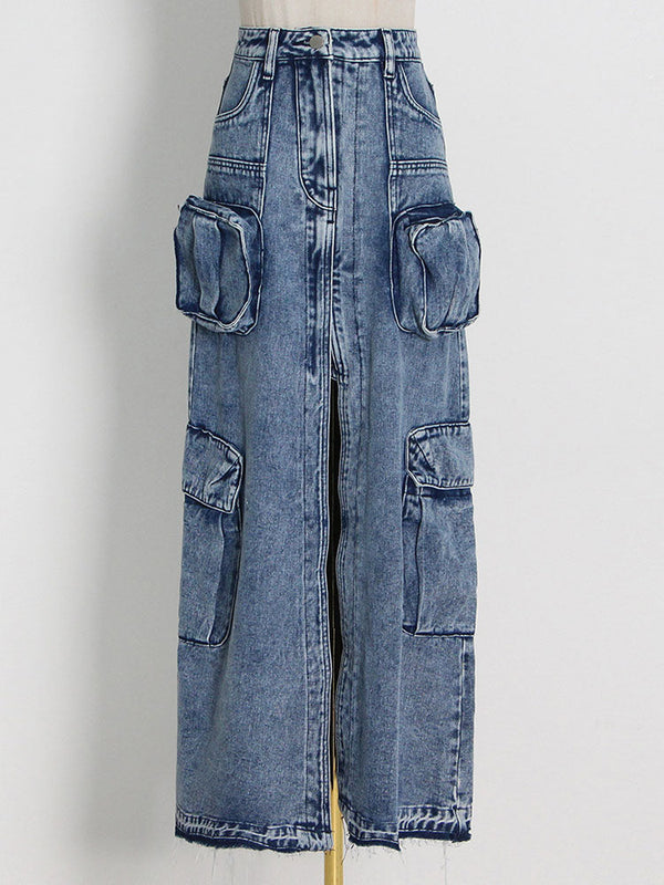 Denim Cargo Skirts