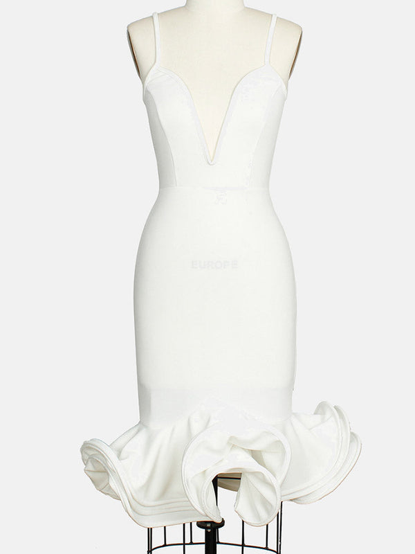 Spaghetti Strap Flare Bandage Dresses