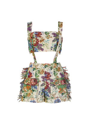 Vintage Tube Top Overall Set