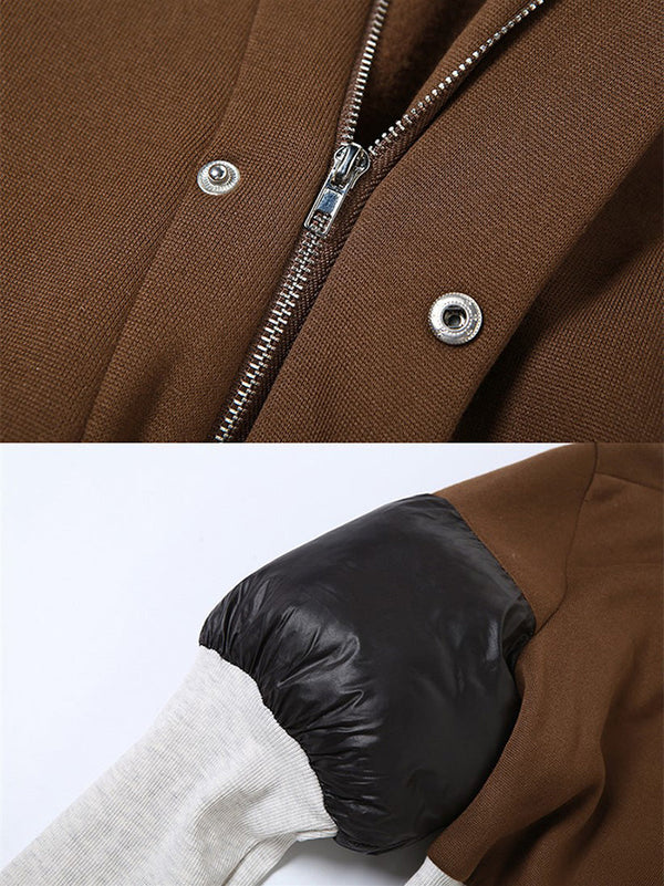 Colorblock Puffer Knit Sleeve Jackets
