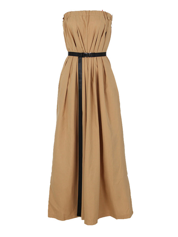 Strapless Loose Jumpsuits With Belt