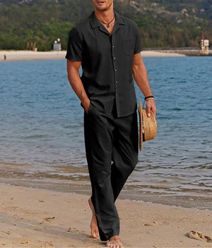 Casual Linen Style Beach Shirt Sets