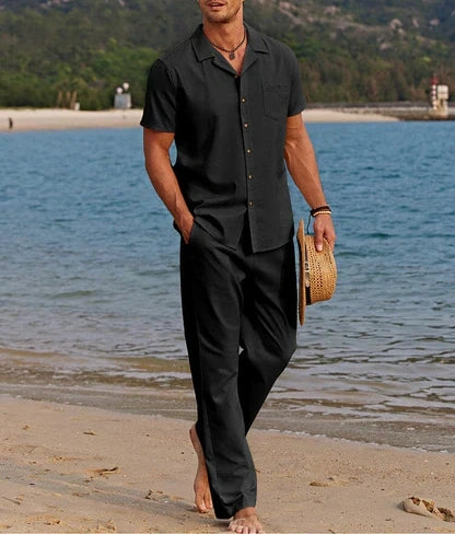 Casual Linen Style Beach Shirt Sets