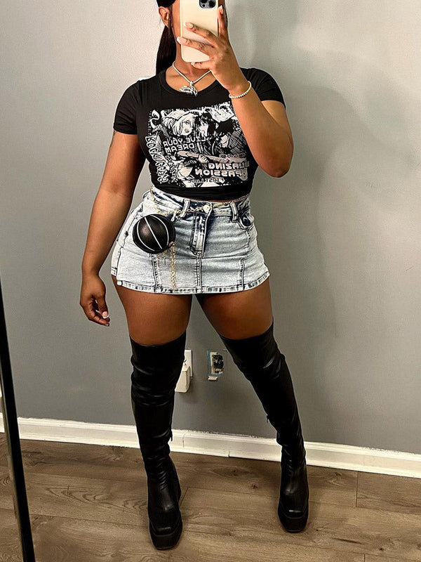 Denim Pleated Skorts