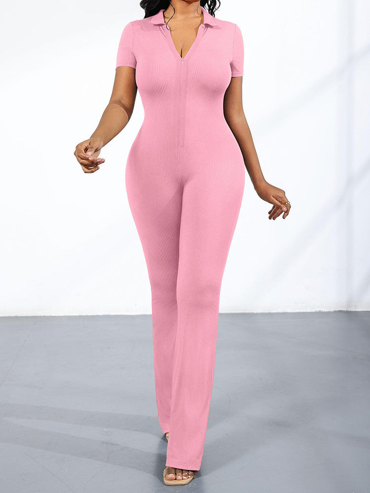 Zip Up Bodycon Jumpsuits