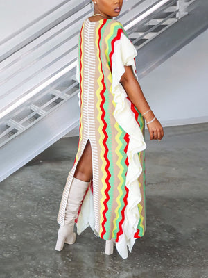 Ruffle Slit Knit Dresses