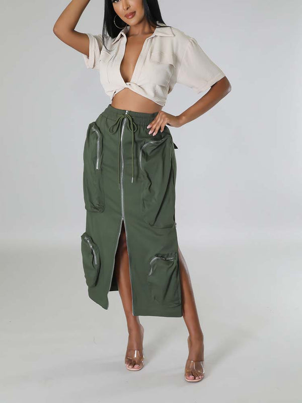 Cargo Pocket Zipper Skirts