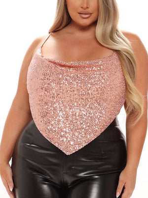 Sequin Backless Cami Tops