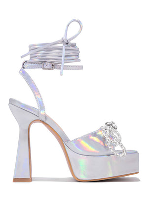 Sparkling Bow Platform Heels