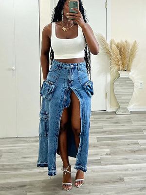 Denim Cargo Skirts