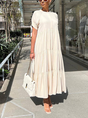 Solid Color Ruffle Dresses