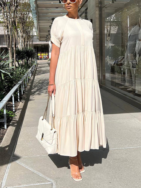 Solid Color Ruffle Dresses