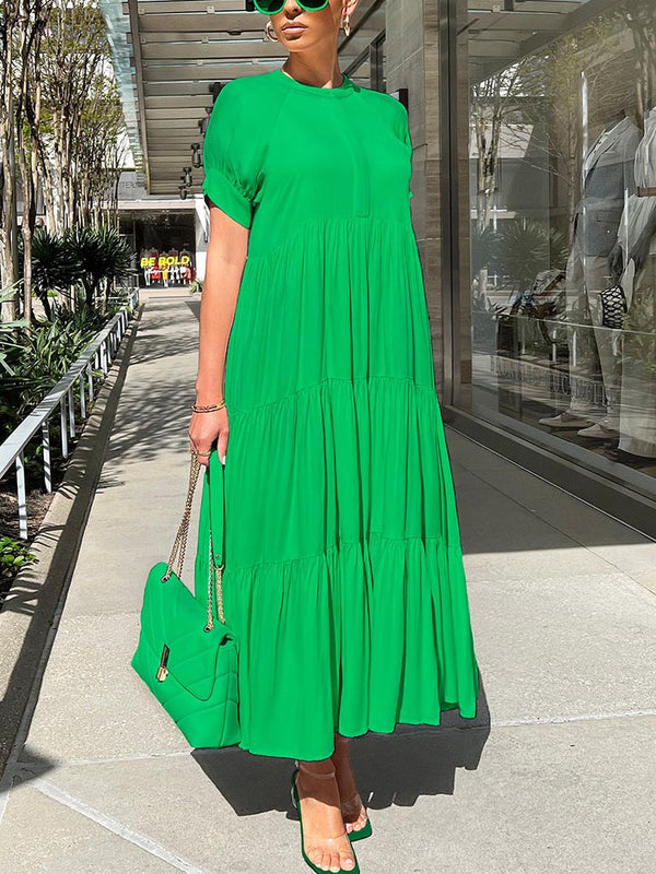 Solid Color Ruffle Dresses