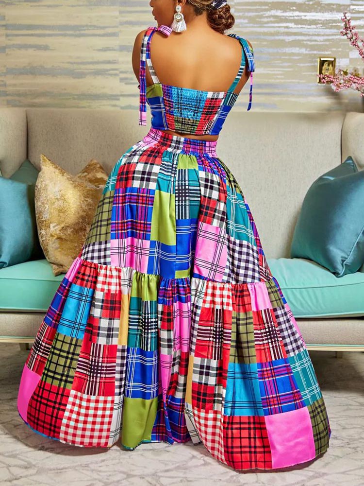 Plaid Color Block Dresses