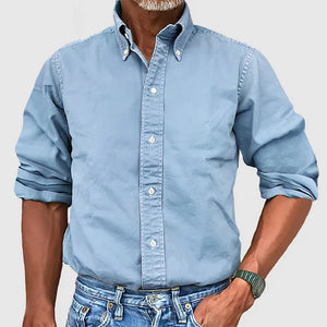 Men's Vintage washed cotton long sleeve shirts
