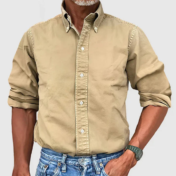 Men's Vintage washed cotton long sleeve shirts