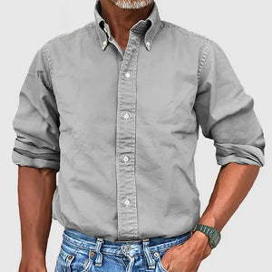 Men's Vintage washed cotton long sleeve shirts