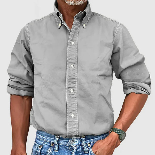 Men's Vintage washed cotton long sleeve shirts