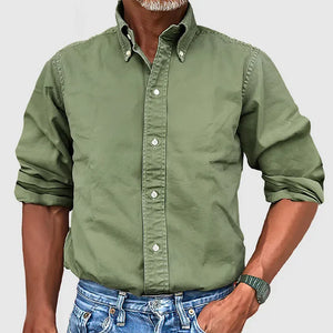 Men's Vintage washed cotton long sleeve shirts