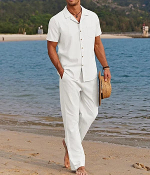 Casual Linen Style Beach Shirt Sets