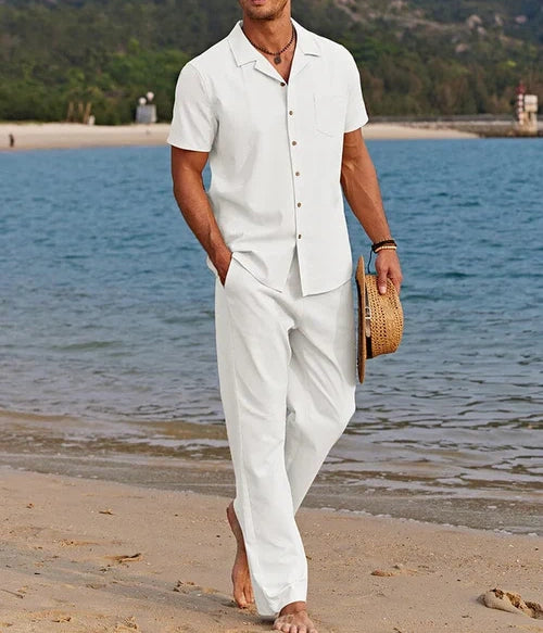 Casual Linen Style Beach Shirt Sets