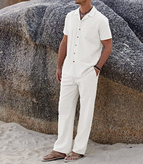 Casual Linen Style Beach Shirt Sets