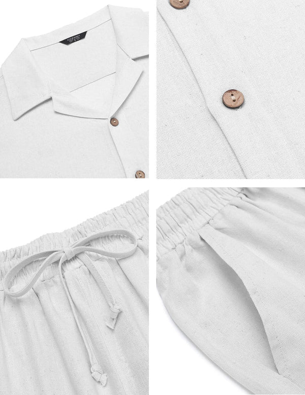 Casual Linen Style Beach Shirt Sets