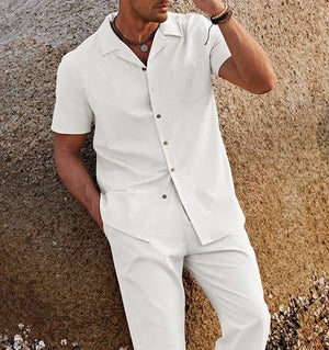Casual Linen Style Beach Shirt Sets