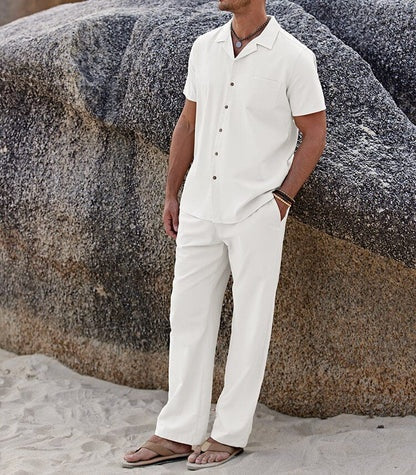 Casual Linen Style Beach Shirt Sets