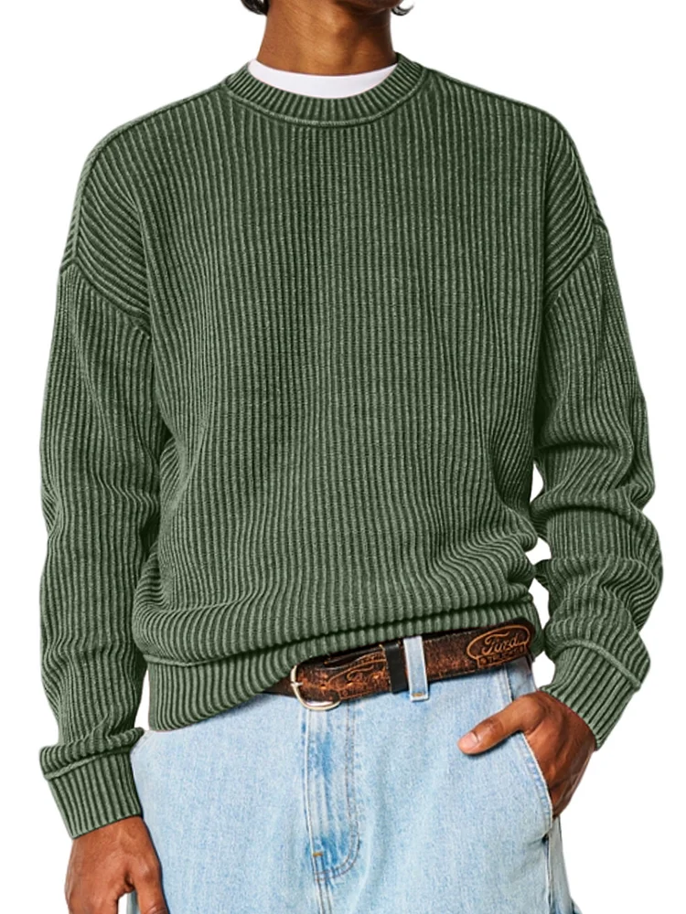 Men's Everyday Versatile Solid Color Basic Crew Neck Sweater