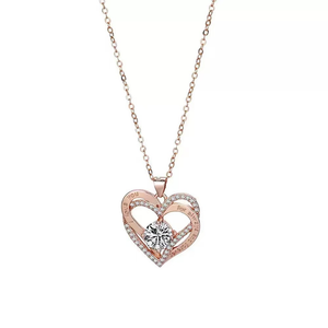 Fashion Heart Diamond-Studded Pendant Necklace