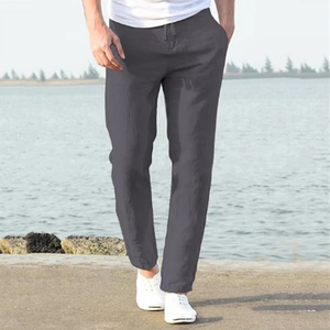 Men's Solid Color Drawstring Pockets Loose Casual Breathable Lightweight Linen Pants
