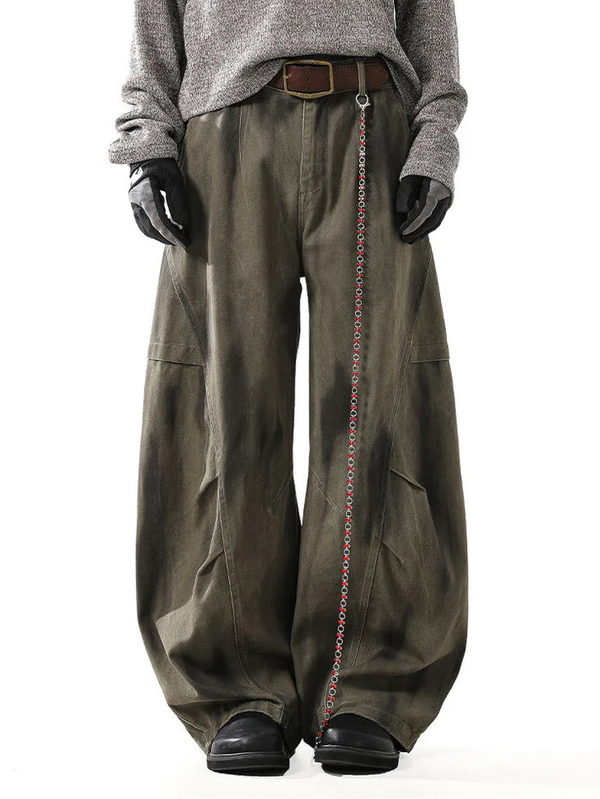 Men's Washed And Distressed High Street Trendy Fashion Machete Pants