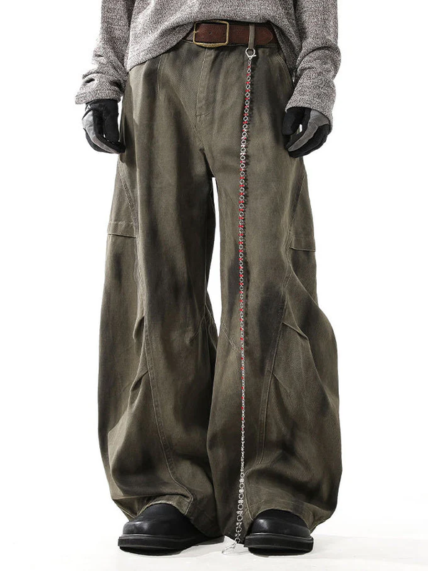 Men's Washed And Distressed High Street Trendy Fashion Machete Pants