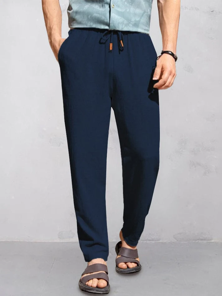 Casual Cotton Linen Straight Pants Trousers