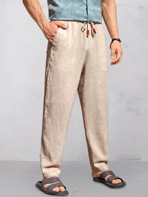 Casual Cotton Linen Straight Pants Trousers