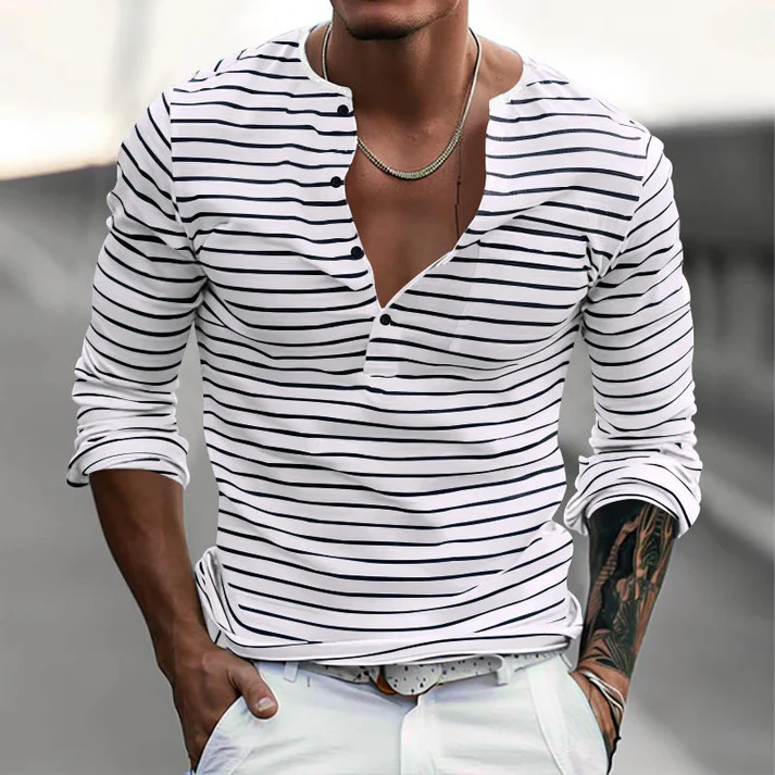 YM Striped Henley Shirts