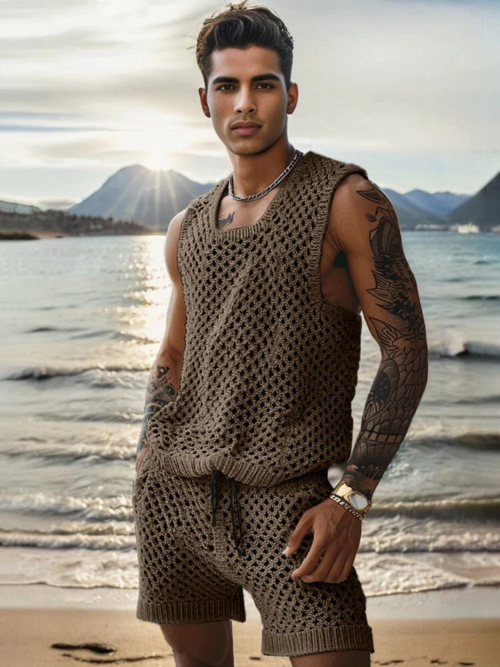 Summer Hollow Out Knitted 2-Piece Set