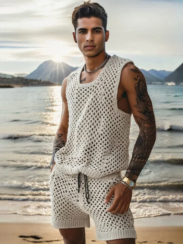 Summer Hollow Out Knitted 2-Piece Set