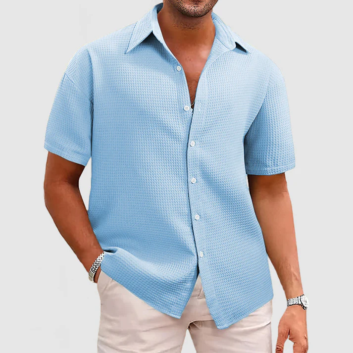 Men's Casual Waffle Short Sleeve Shirts